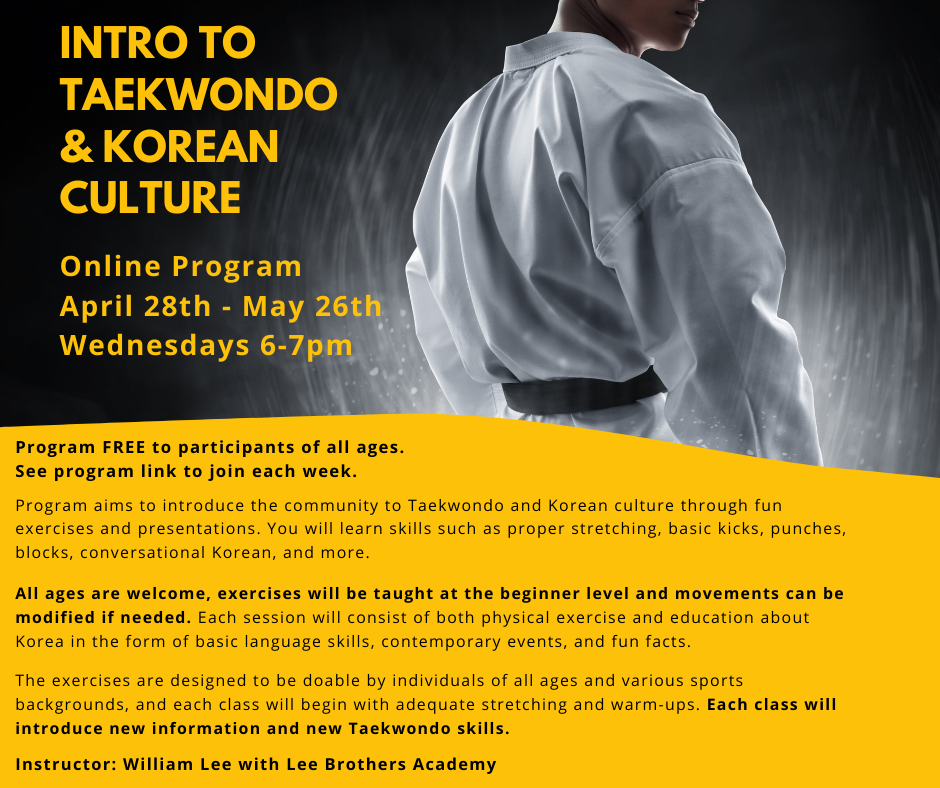 vida Drástico campo Intro to Taekwondo & Korean Culture | United Way of Alamance County